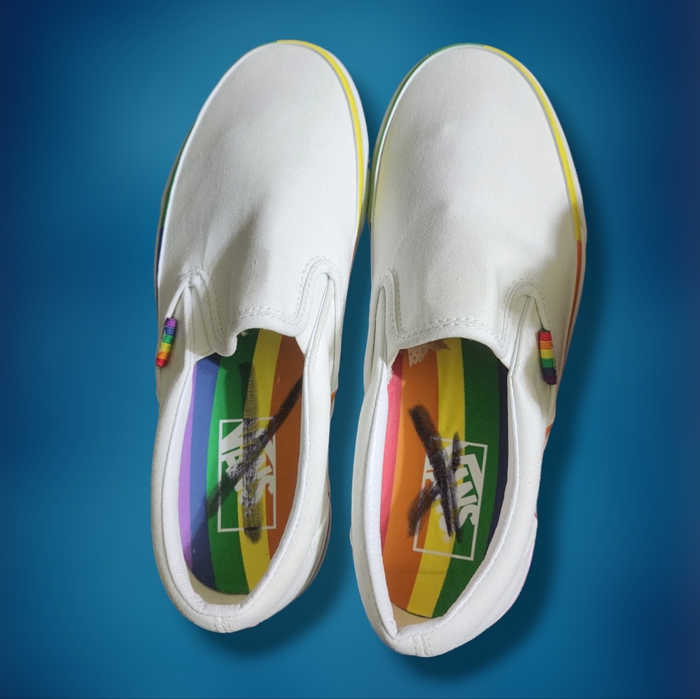 Vans Slip-On Rainbow Foxing & White Skate Shoes Women's 8.5 or Men's 7